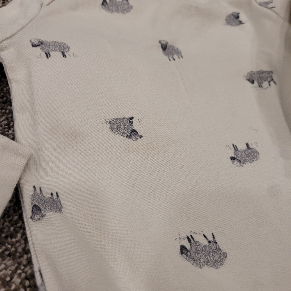 Carters Baby 18M Sheep Print Bodysuit and Gray Ribbed Suspender Pants Set 2pc - Picture 7 of 9